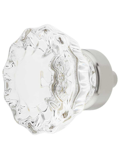 Fluted Lead-Free Crystal Cabinet Knob - 1 3/8 inch Diameter in Polished Nickel.